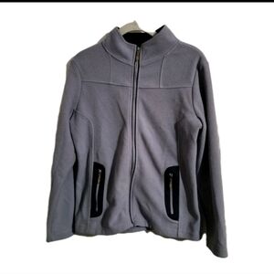 Cheetah Fleece Woman's Unlined Jacket Size S Light Icy Blue Color Zipper Front